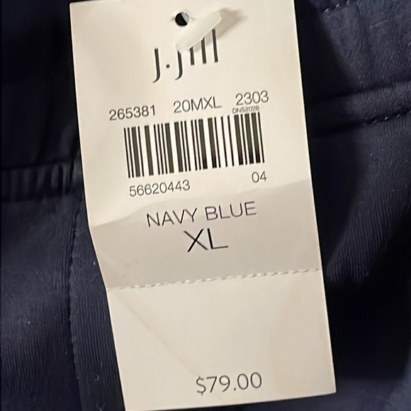 J. Jill FIT XL Navy Blue Drawstring Pull -on Sleek Wide Leg Cropped Pants (NWT) - Picture 4 of 5